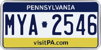 PA license plate MYA2546