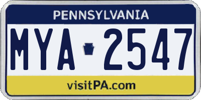 PA license plate MYA2547