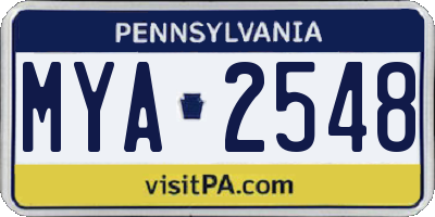 PA license plate MYA2548