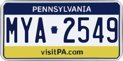 PA license plate MYA2549