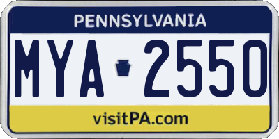 PA license plate MYA2550
