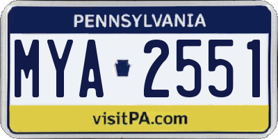 PA license plate MYA2551