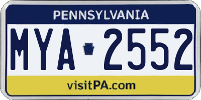 PA license plate MYA2552