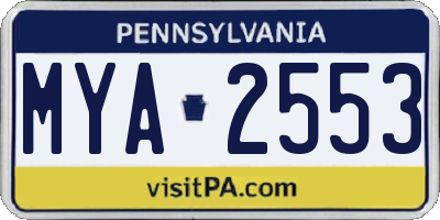 PA license plate MYA2553