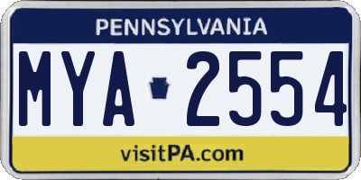 PA license plate MYA2554