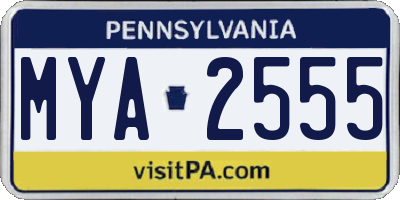 PA license plate MYA2555