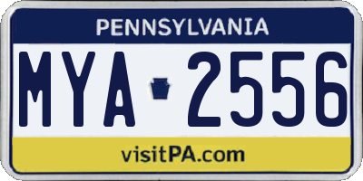 PA license plate MYA2556