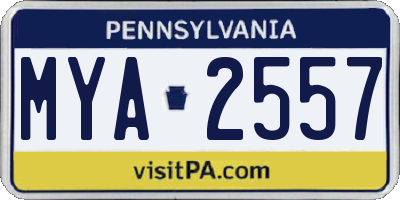 PA license plate MYA2557