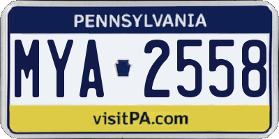 PA license plate MYA2558