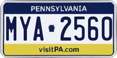 PA license plate MYA2560