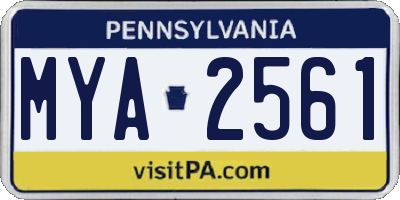PA license plate MYA2561