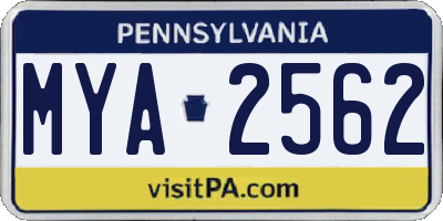 PA license plate MYA2562