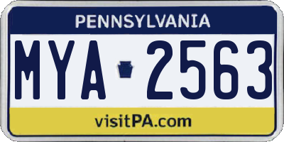 PA license plate MYA2563
