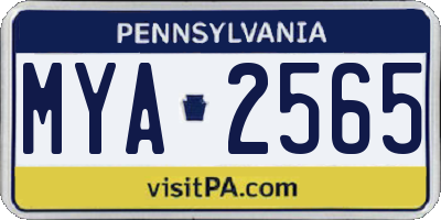 PA license plate MYA2565