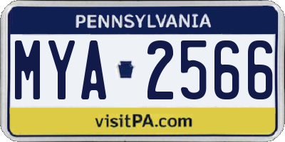 PA license plate MYA2566