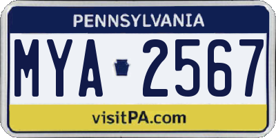 PA license plate MYA2567