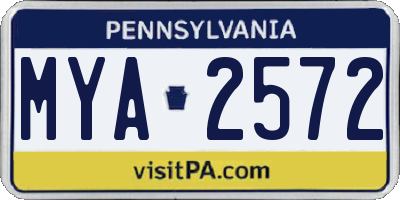 PA license plate MYA2572