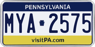 PA license plate MYA2575