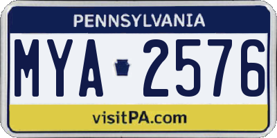 PA license plate MYA2576