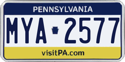 PA license plate MYA2577