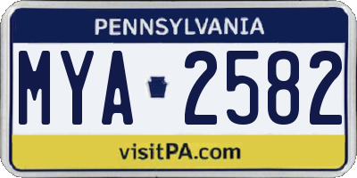 PA license plate MYA2582