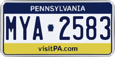PA license plate MYA2583