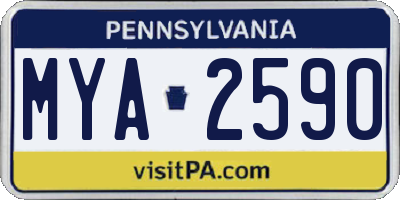 PA license plate MYA2590