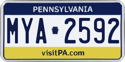 PA license plate MYA2592