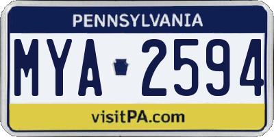PA license plate MYA2594