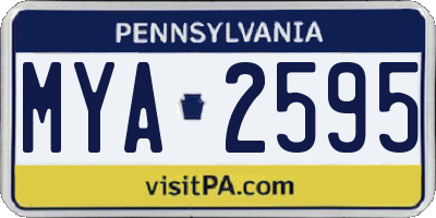PA license plate MYA2595
