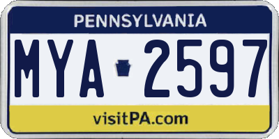 PA license plate MYA2597