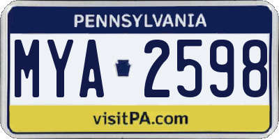 PA license plate MYA2598