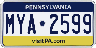 PA license plate MYA2599