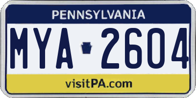 PA license plate MYA2604