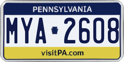 PA license plate MYA2608