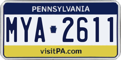 PA license plate MYA2611