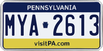 PA license plate MYA2613