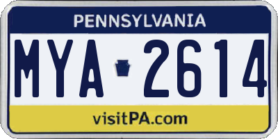 PA license plate MYA2614
