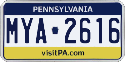 PA license plate MYA2616