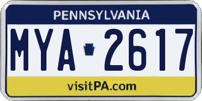 PA license plate MYA2617