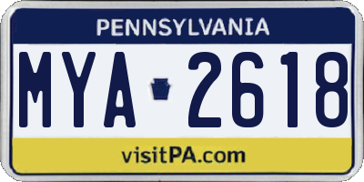 PA license plate MYA2618