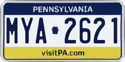 PA license plate MYA2621