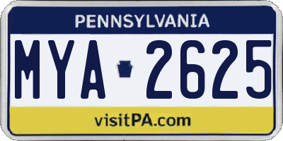 PA license plate MYA2625