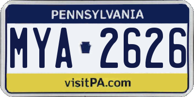 PA license plate MYA2626