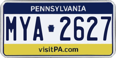 PA license plate MYA2627