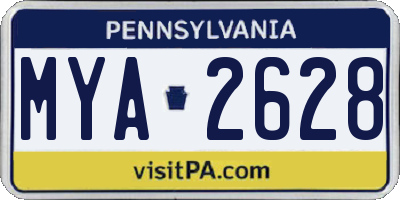 PA license plate MYA2628