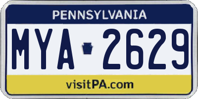 PA license plate MYA2629