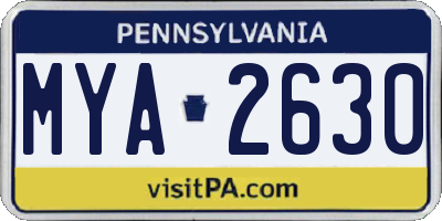 PA license plate MYA2630