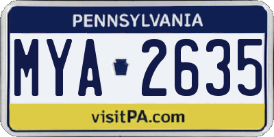 PA license plate MYA2635