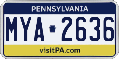 PA license plate MYA2636
